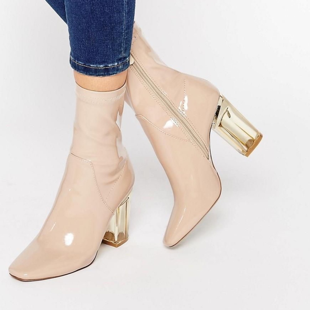 Public desire beige boots with clear heel